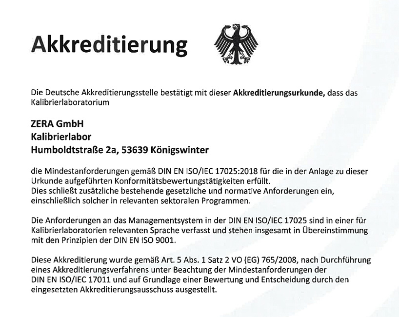 Zera Dakks Akkreditierung Labor Akkreditiert Accreditation Laboratory